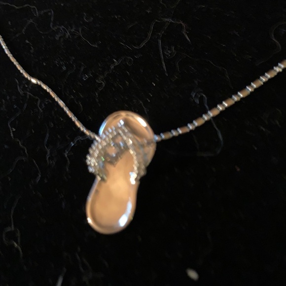 Silver with Crystals 18” Flip Flop Necklace - Picture 2 of 5